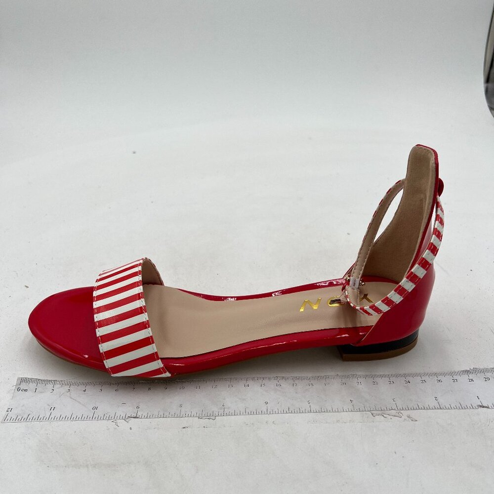 Ydn Red Straps Block Low Heel Sandals Open Toe An… - image 2